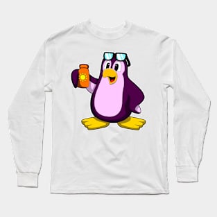 Penguin with Suncream & Sunglasses Long Sleeve T-Shirt